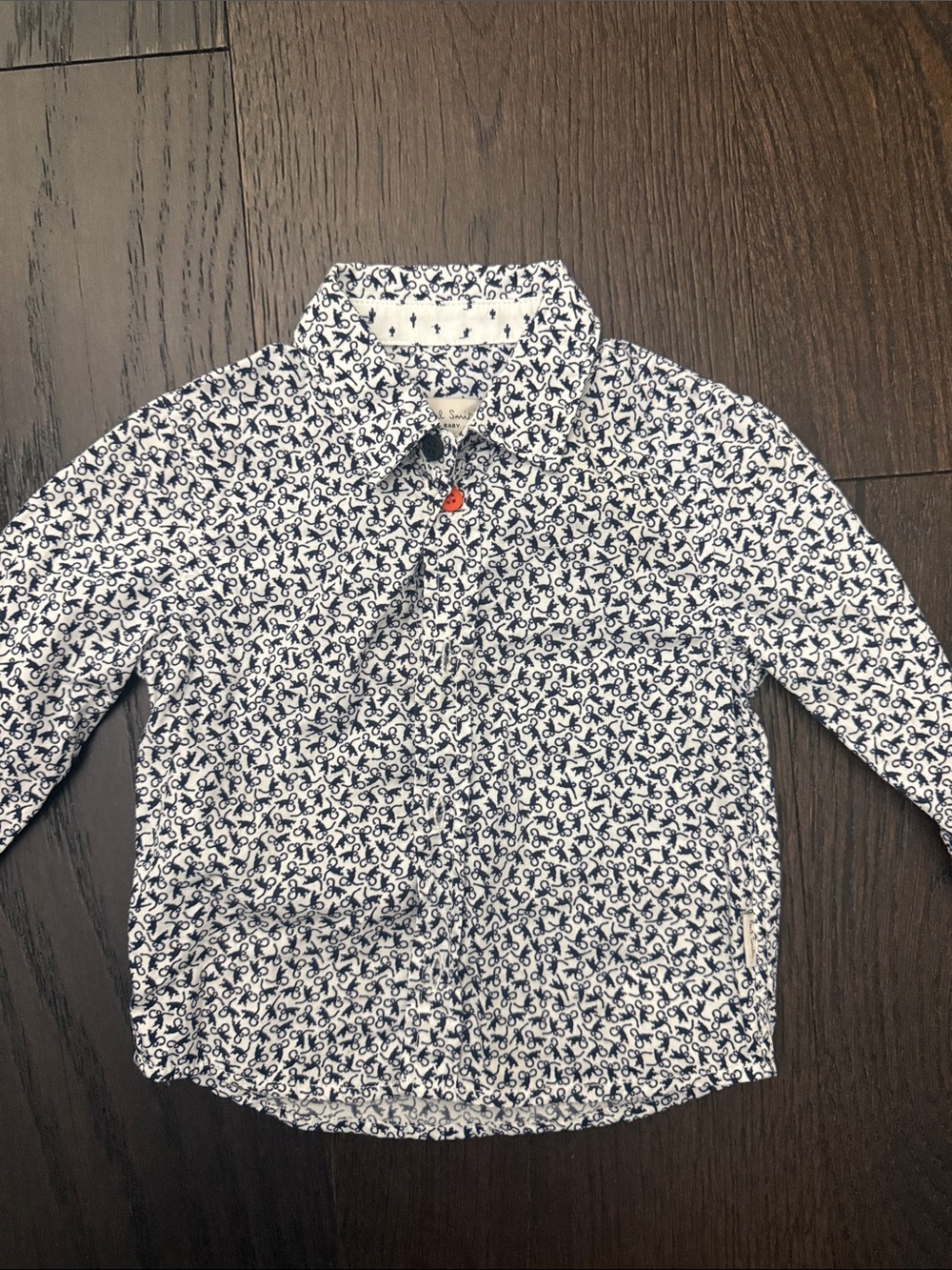 Paul Smith Baby Boy Navy & White Anchor Print Long-Sleeve Button-Up Shirt